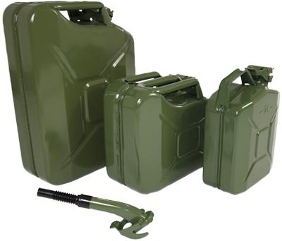 diverse maten jerrycans en schenktuiten